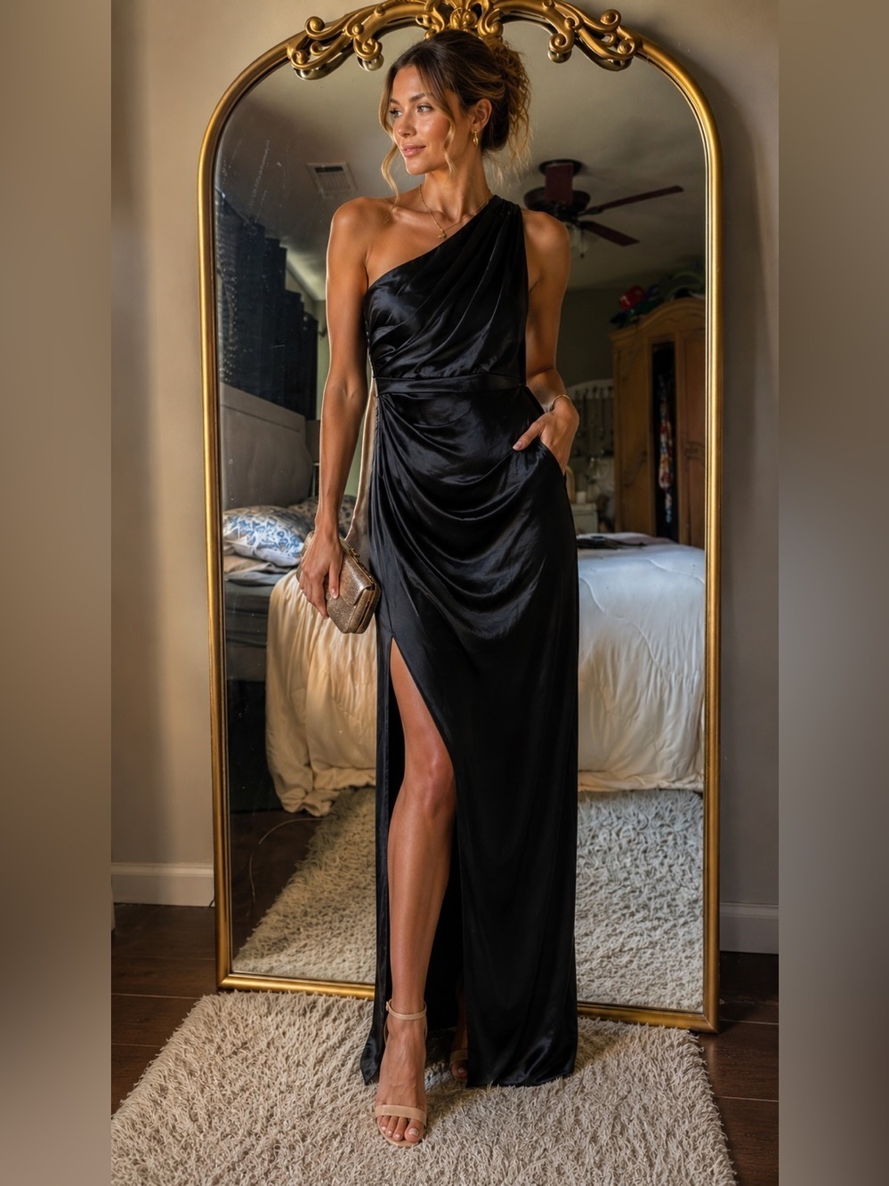 Elegant Black One-Shoulder Dress